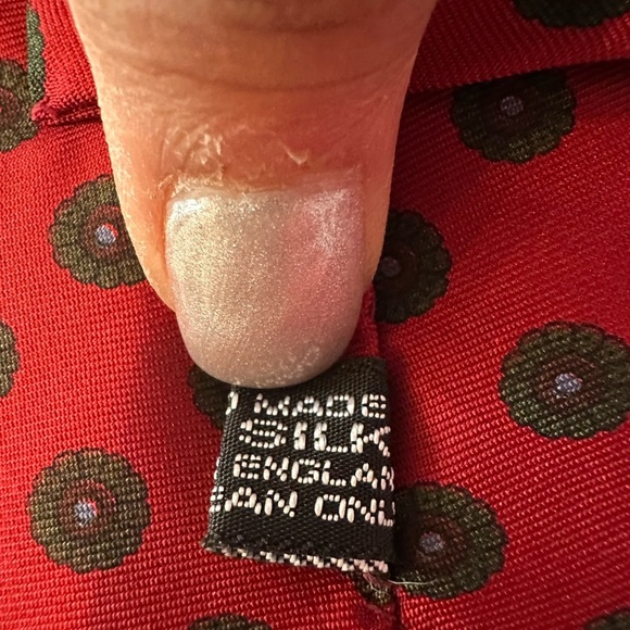 Vtg BERGDORF GOODMAN Handmade Red Silk Geometric Round Shapes 56" England - Picture 6 of 8